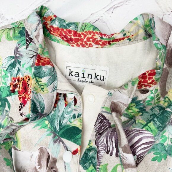 Kainku Girls 4-5 Jungle Animal Safari Print Dress Short Sleeved Handmade - Picture 8 of 8